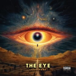 The Eye premade album cover art - for Ambient, Progressive Rock Music - style Surrealist, Cinematic Style - in Blue, Orange Color