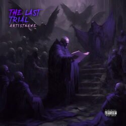 The Last Trial premade album cover art - for Gothic Metal, Black Metal Music - style Dark Fantasy, Gothic Art - in Purple, Black Color