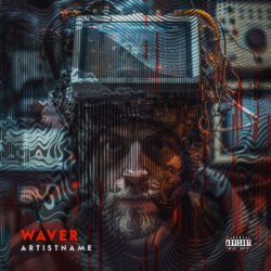 Waver premade album cover art - for Alternative Rock, Ambient Music - style Acid Graphics, Cyberpunk - in Red, Blue Color