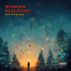 Wishing Balloons premade album cover art - for Ambient, Chillout Music - style Cinematic Style, Illustrated - in Blue, Orange Color