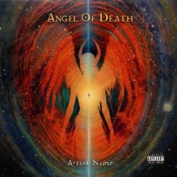 Angel Of Death premade album cover art - for Death Metal, Black Metal Music - style Dark Fantasy, Conceptual Art - in Red, Orange Color