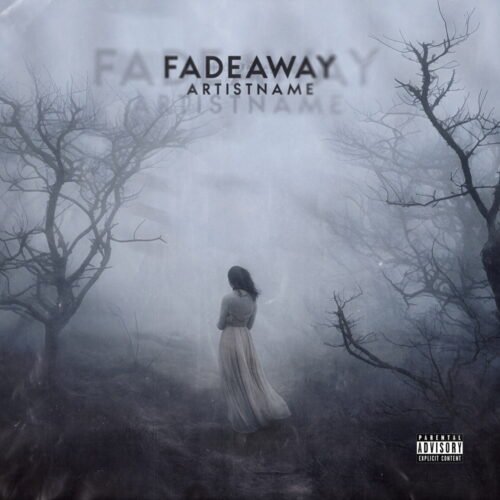 Fadeaway premade album cover art - for Dark Ambient, Dark Folk Music - style Dark Fantasy, Dark Surrealism - in Black, Grey Color