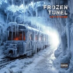 Frozen Tunnel premade album cover art - for Ambient, Coldwave Music - style Cinematic Style, Photographic - in Blue, White Color