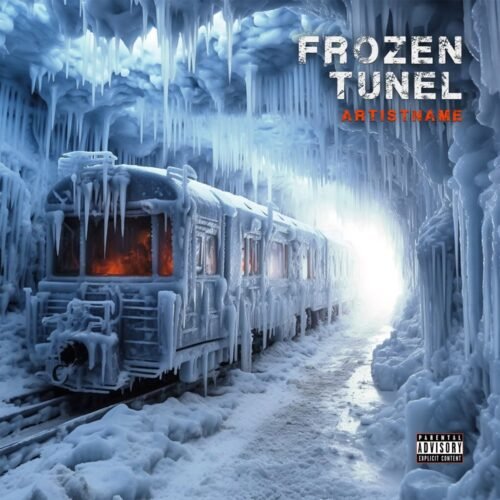 Frozen Tunnel premade album cover art - for Ambient, Coldwave Music - style Cinematic Style, Photographic - in Blue, White Color