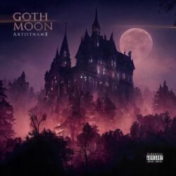Goth Moon premade album cover art - for Gothic Rock, Dark Ambient Music - style Dark Fantasy, Gothic Art - in Purple, Black Color