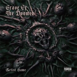 Grave of The Doomed premade album cover art - for Black Metal, Death Metal Music - style Dark Fantasy, Dark Surrealism - in Green, Black Color