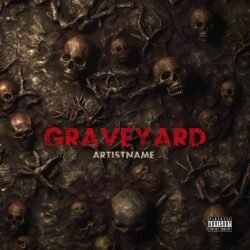 Graveyard premade album cover art - for Death Metal, Black Metal Music - style Dark Fantasy, Photographic - in Red, Brown Color