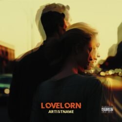 Lovelorn premade album cover art - for Alternative Rock, Indie Rock Music - style Double Exposure, Cinematic Style - in Yellow, Brown Color