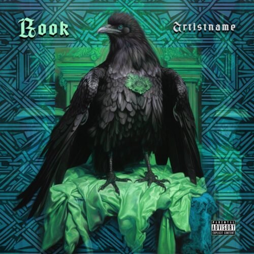 Rook premade album cover art - for Dark Ambient, Dark Folk Music - style Dark Fantasy, Gothic Art - in Green, Blue Color