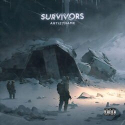 Survivors premade album cover art - for Alternative Rock, Ambient Music - style Cinematic Style, Dark Fantasy - in Grey, White Color