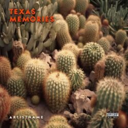 Texas Memories premade album cover art - for Country, Folk Music - style Photographic, Vintage Style - in Green, Brown Color