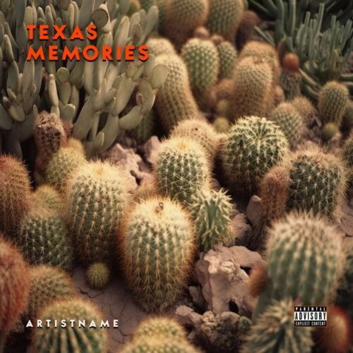 Texas Memories premade album cover art - for Country, Folk Music - style Photographic, Vintage Style - in Green, Brown Color