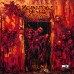 The Creatures of Hell premade album cover art - for Black Metal, Death Metal Music - style Action Painting, Dark Fantasy - in Red, Orange Color