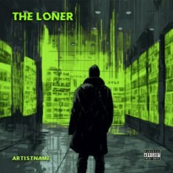 The Loner premade album cover art - for Phonk, Industrial Music - style Illustrated, Neo-Noir - in Green, Black Color