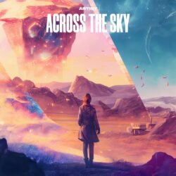 Across The Sky premade album cover art - for Ambient, Chillout Music - style Cinematic Style, Conceptual Art - in Blue, Pink Color