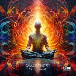 Awareness meditation premade album cover art - for Ambient, Chillout Music - style Abstract, Conceptual Art - in Red, Orange Color