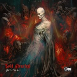Cold Hearted premade album cover art - for Death Metal, Black Metal Music - style Dark Fantasy, Dark Surrealism - in Red, Black Color