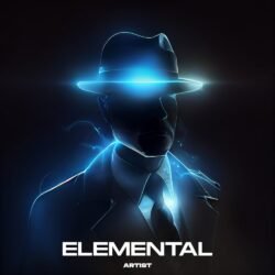 Mafia premade album cover art - for Ambient, Dark Synth Music - style Cinematic Style, Conceptual Art - in Blue, Black Color