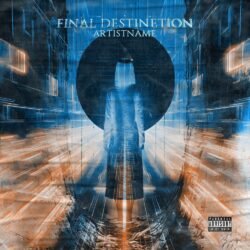 Final Destination premade album cover art - for Dark Electro, Industrial Music - style Cyberpunk, Sci-Fi Style - in Blue, Orange Color