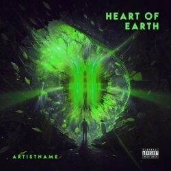 Heart of earth premade album cover art - for Alternative Rock, Ambient Music - style Conceptual Art, Dark Fantasy - in Green, Black Color