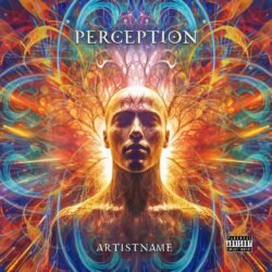Perception psychedelic trance premade album cover art - for Psychedelic Rock, Trance Music - style Psychedelic Art, Surrealist - in Red, Orange Color