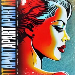 Apart premade album cover art - for Pop, Synth-Pop Music - style Pop Art, Screen Printing - in Red, Blue Color