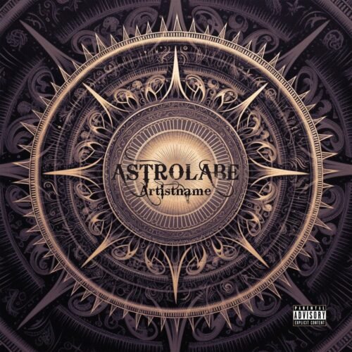 Astrolabe premade album cover art - for Ambient, Classical Music - style Conceptual Art, Dark Fantasy - in Black, Brown Color