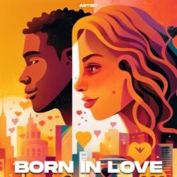 Born In Love premade album cover art - for Pop, R&B Music - style Pop Art, Illustrated - in Red, Orange Color