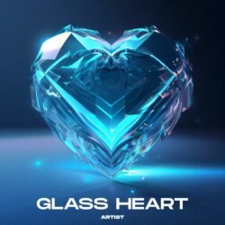 Glass Heart premade album cover art - for Ambient, Chillwave Music - style Cyberpunk, Futuristic Style - in Blue, Black Color