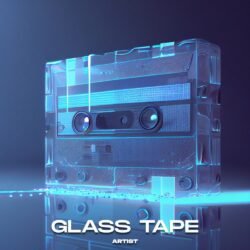 Glass Tape premade album cover art - for Ambient, Chillwave Music - style Futuristic Style, Hyperrealism - in Blue, Purple Color