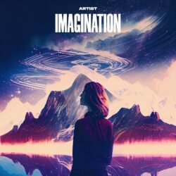 Imagination premade album cover art - for Ambient, Chillwave Music - style Conceptual Art, Surrealist - in Blue, Purple Color