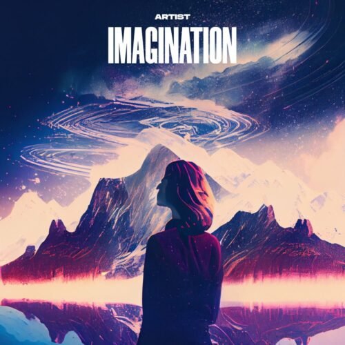 Imagination premade album cover art - for Ambient, Chillwave Music - style Conceptual Art, Surrealist - in Blue, Purple Color