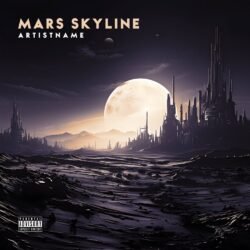 Mars Skyline soundtrack premade album cover art - for Ambient, Dark Ambient Music - style Cinematic Style, Futuristic Style - in Black, Grey Color