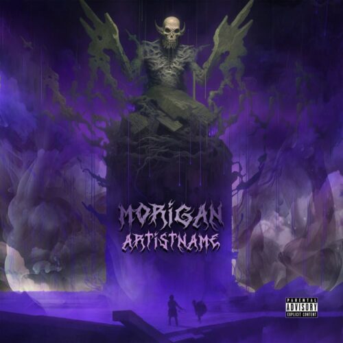 Morrigan - Premade Album Cover Art - Sci-Fi, Cyberpunk, Futuristic Style - in Blue & Black - for Synthwave, Cyberpunk, Electronic Music - (Cosmic, Mystical Vibe)