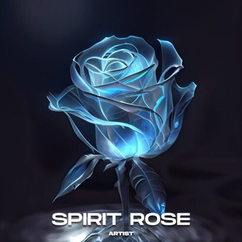Spirit Rose premade album cover art - for Ambient, Dark Pop Music - style Abstract, Conceptual Art - in Blue, Black Color