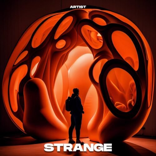 Strange premade album cover art - for Alternative Rock, Ambient Music - style Conceptual Art, Futuristic Style - in Orange, Black Color