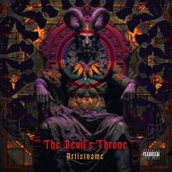 The Devil's Throne black metal premade album cover art - for Black Metal, Death Metal Music - style Dark Fantasy, Gothic Art - in Red, Purple Color