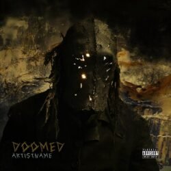 Doomed premade album cover art - for Black Metal, Dark Ambient Music - style Dark Fantasy, Dark Surrealism - in Black, Brown Color