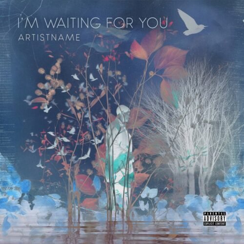 I'm Waiting For You album cover for sale - for Ambient, Dream Pop Music - style Collage, Conceptual Art - in Blue, Red Color