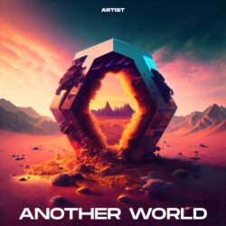 Another World exclusive premade album cover art - for Ambient, Electronic Music - style Sci-Fi Style, Surrealist - in Red, Orange Color