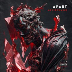 Apart premade album cover - for Industrial Metal, Dark Ambient Music - style Abstract, Dark Surrealism - in Red, Black Color
