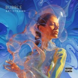 Bubble album cover for sale - for Electronic, Synth-Pop Music - style Surrealist, Hyperpop Style - in Blue, Purple Color