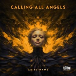 Calling All Angels album cover - for Alternative Rock, Ambient Music - style Cinematic Style, Conceptual Art - in Black, Orange Color