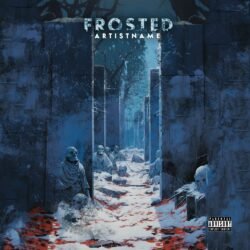 Frosted premade album cover art - for Dark Ambient, Doom Metal Music - style Dark Fantasy, Illustrated - in Blue, Red Color