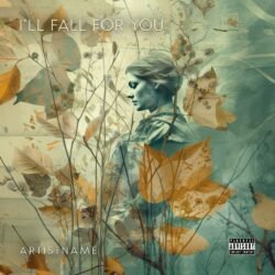 I will fall for you premade album cover art - for Indie Folk, Singer-Songwriter Music - style Double Exposure, Collage - in Green, Orange Color