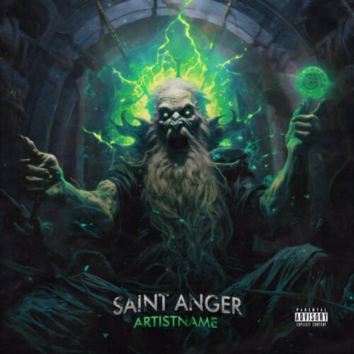 Saint Anger album cover art - for Heavy Metal, Death Metal Music - style Dark Fantasy, Conceptual Art - in Green, Grey Color