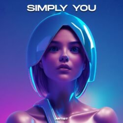 Simply You premade album cover art - for Synth-Pop, Electronic Music - style Futuristic Style, Hyperrealism - in Blue, Purple Color