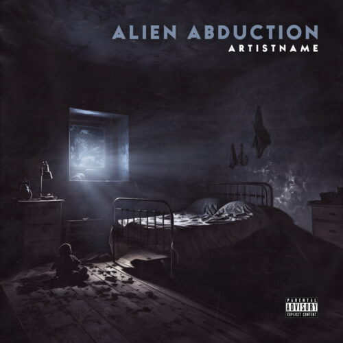 Alien Abduction - Premade Album Cover Art - in Black & Blue - featuring Alien - (Gloomy, Eerie Vibe)