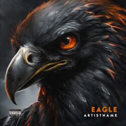 Eagle exclusive digital artwork for sale - for Alternative Rock, Heavy Metal Music - style Cinematic Style, Hyperrealism - in Black, Orange Color