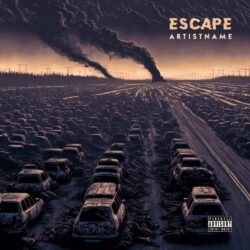 Escape premade book cover art for sale - for Alternative Rock, Dark Ambient Music - style Cinematic Style, Realism - in Black, Brown Color